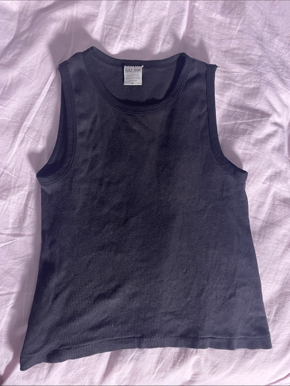 100% cotton black ribbed tank top